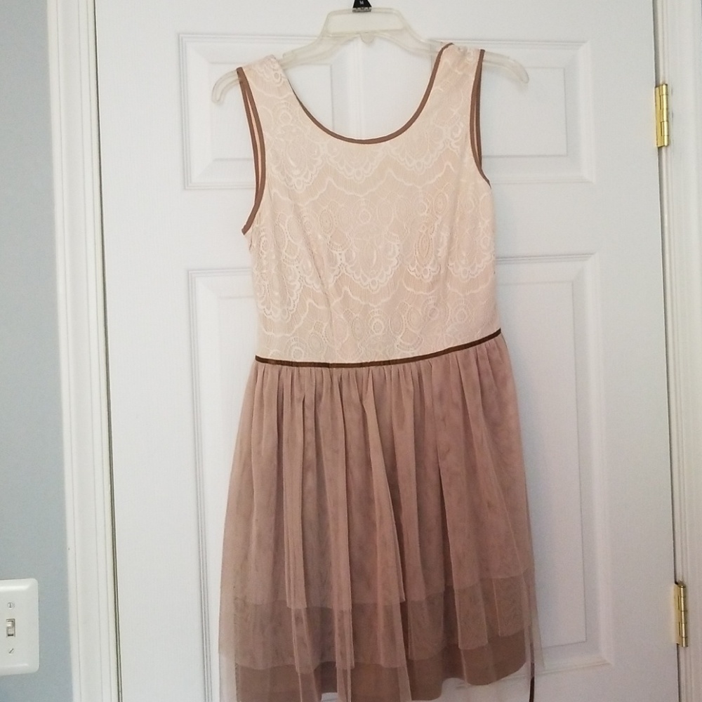 Gorgeous Cocktail Tan Lace Dress